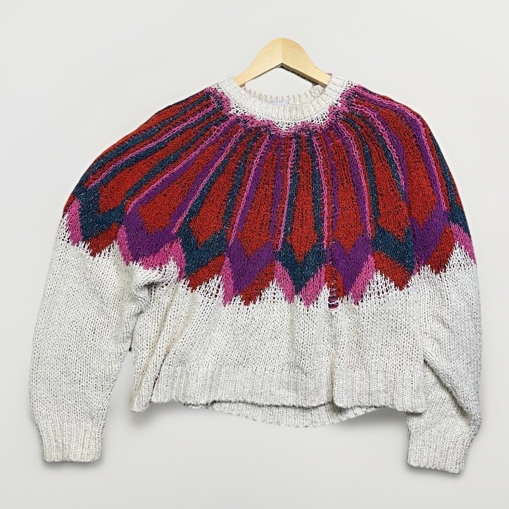 Vintage Zara Knit Sweater Women S Chunky Colorful Wool Blend Boho Y2K‎